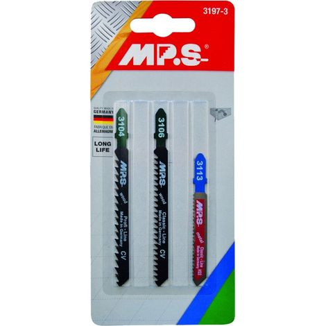 Jeu de scies sauteuses MPS 3197, 3 pièces, compatible avec les outils standard.