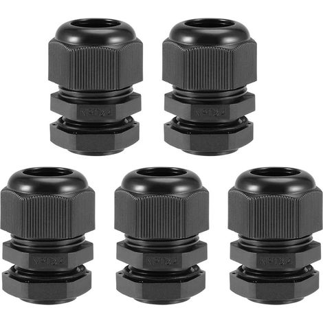 NPT3/4 Presse-étoupe 12mm-18mm Fil Trou Imperméable Nylon Joint Réglable Contre-écrou avec Rondelle Noir 5Pcs (1/5)