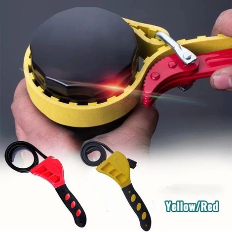 Chiave a cinghia regolabile da 15 cm, estrattore per filtro olio, chiave a cinghia multifunzionale in gomma per auto, PVC, tubi e utensili, colore rosso (1/5)