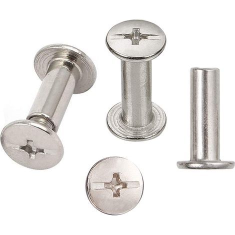 30 Sets Chicago Reliure Vis, reliure à vis de reliure nickelée 5 mm x 15 mm, ton argent (1/4)