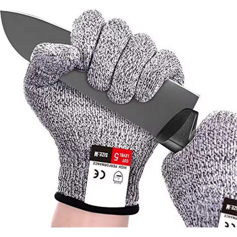 Gants Anti-Coupures Gants Anti-Coupures Professionnels Haute Protection, Gants de Travail de Sécurité pour Cuisine Gant Huitre, Gants de Niveau 5，M