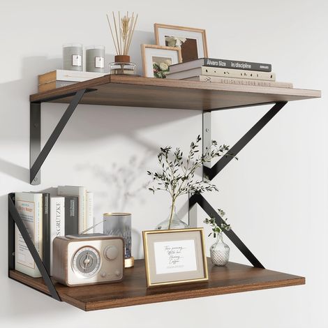 Étagère Suspendue En Noyer, Étagères De 40 cm Pour Mur, Étagères De 30 cm De Profondeur, Bibliothèque En Aggloméré, Étagère Pour Salon, Cuisine, Salle De Bain, Chambre À Coucher, 40 x 30 x 15 cm (1/5)