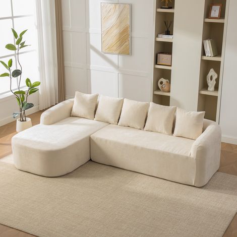 Canapé modulable compressé en tissu chenille, rembourrage en mousse haute élasticité 30D. Facile à déplacer et doté d’un dessous antidérapant, idéal pour le salon et d’autres pièces. beige (1/5)