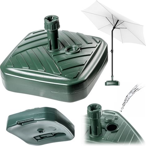 KADAX Base per ombrellone rotonda da riempire con sabbia, acqua o ghiaia, supporto in plastica per giardino, patio, spiaggia (versione 1 quadrata, verde)