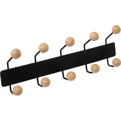 Patère Murale en Bois "10 Boules" 44cm Noir (1/3)
