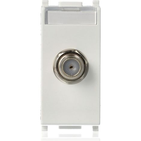 Prise coaxiale type F femelle blanc plat