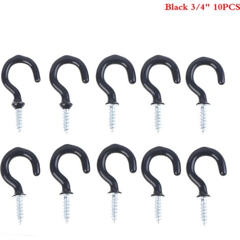 Lot de 10 crochets porte-tasses robustes à visser au plafond, noirs. (1/5)