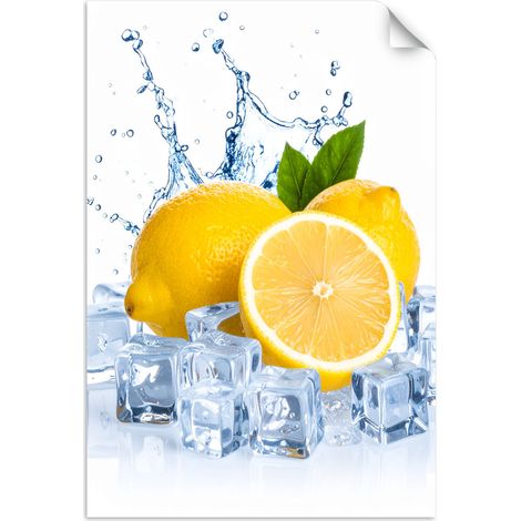 Selbstklebendes Poster – Wandsticker Zitronen Früchte in Eis 20x30 cm (1/3)