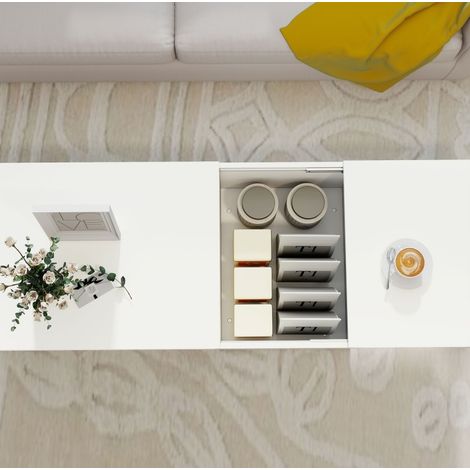 Tavolino basso estensibile con contenitore, 110 x 52 x 36 cm, bianco DESVIAE (1/5)