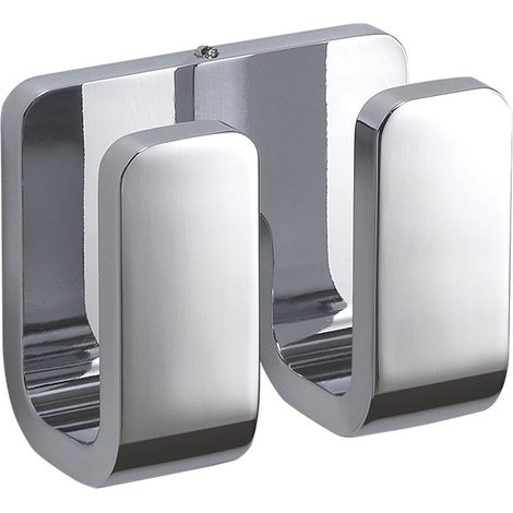 Appendiabiti doppio da muro in ottone, acciaio inox e Cromall 3228 Gedy serie OUTLINE Cromato (1/5)