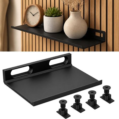 Juego de 2 soportes para macetas para paneles acústicos, estante de pared, no requiere perforación, accesorios absorbentes de ruido, negro (1/5)