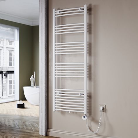 SONNI Sèche-serviette électrique Blanc 160x60cm radiateur électrique Sèche-serviette Porte-serviettes électrique Arc 900W (1/5)