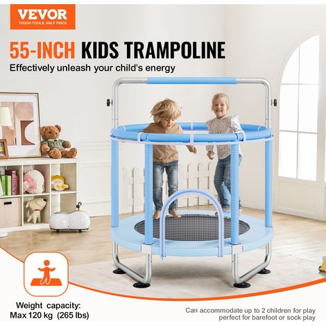 Mini trampoline pour enfant, 1470 mm, fitness rebounder récréatif pour tout-petits avec filet de sécurité et panier de basket, cade… (1/5)