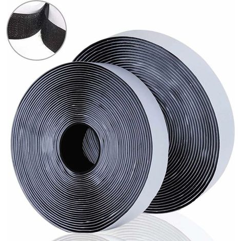 Tigrezy 10 m selbstklebende Hakenschlaufen-Klebebänder, selbstklebendes Kratzband, Moskitonetz-Hakenschlaufe, selbstklebende Kratzrolle für Fenster-Moskitonetz, schwarz, 10 m x 2 (1/5)