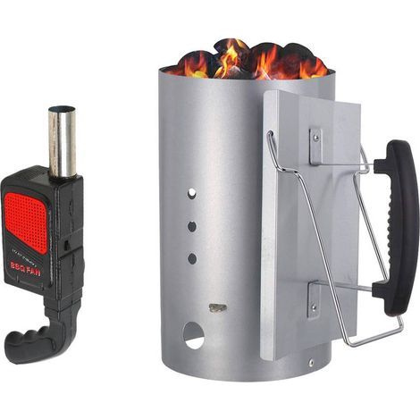 Allume feu de cheminée 28x 17 cm pour Weber 7416 ou autre barbecue au charbon, allume feu au charbon rapide pour BBQ + souffleur portable (1/4)