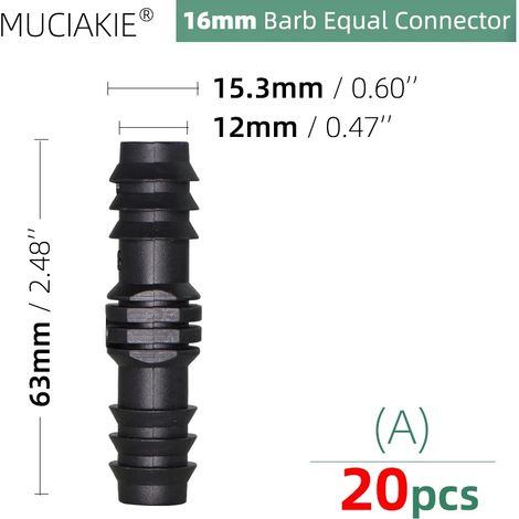 (20 pièces) Raccords de tuyauterie pour eau, adaptateurs de raccordement égaux, coudes, tés, bouchons, raccords cannelés pour irrigation goutte à goutte 1/2 et 3/4'' (1/5)