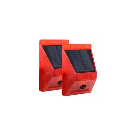 Alarme Solaire Avec Détecteur De Mouvement - Lampe Flash Et Sonore - IP65 Étanche - 4 Modes Réglables - Portée 5 À 8 M - 2 Pièces (1/5)