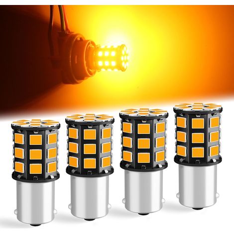 Defvnsy P21W 1156 BA15S LED Bulb, Extremely Bright Yellow 12V-24V DC Non Polarity 1141 1003 7506 Turn Signal Bulbs, 33SMD 2835 Replacement Car Bulb for Rear Light, Side Turn Signal (1/5)
