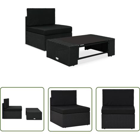 Furniture Limited - Salon de jardin 2 pcs Résine tressée Noir (1/5)