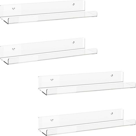 4er-Set unsichtbare, schwebende Acryl-Wandregale – Schwebende Wandregale für Kinderzimmer, Bibliothek, Gewürzregal, Badezimmer zur Aufbewahrung von Kosmetikartikeln, Fotos, Büchern und Gewürzen (1/5)