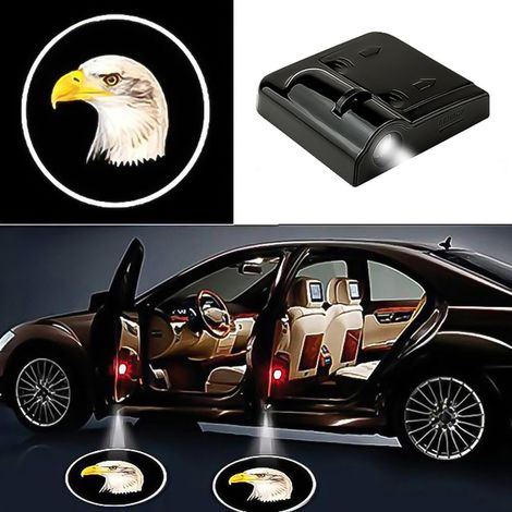 (aigle)1 projecteur laser LED universel pour porte avec logo de bienvenue, veilleuse sans fil, kit d'éclairage de courtoisie pour voiture, accessoires automobiles, éclairage pour véhicules. (1/5)