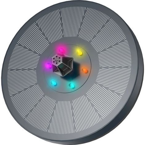 Fontaine solaire 3W avec éclairage LED et 7 buses différentes, idéale pour décorer un bassin de jardin ou autre élément aquatique extérieur. (1/5)