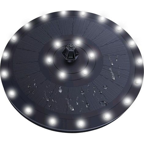 Pompe de fontaine solaire à LED - Jeux d'eau solaire et forme ronde - Pompe à eau solaire avec 7 buses pour bain d'oiseaux, jardin, étang, piscine, aquarium (1/4)