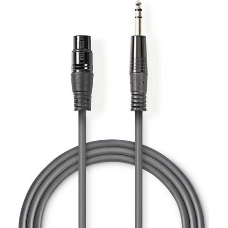 Cable de audio balanceado xlr hembra de 3 pines macho de 635 mm niquelado 150 metros redondo pvc gris oscuro funda de carton