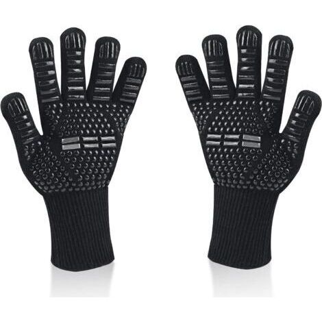Gants de Barbecue, Gants de Four Résistant à la Chaleur jusqu'à 800 °C Gants de Gril de Cuisson en Silicone Antidérapants (noir,Taille uniqu) (1/4)