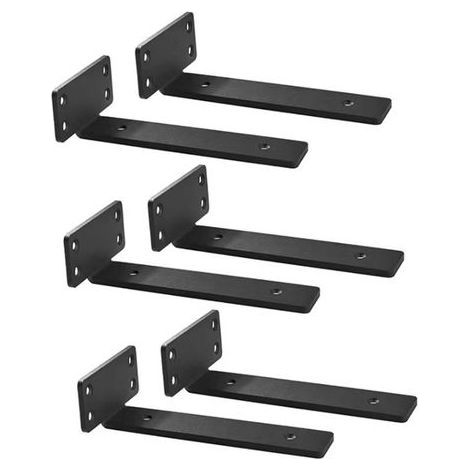 Supports d'étagères flottantes robustes, matériel pour étagères dissimulées de 25,4 cm, supports en L en fer, supports d'étagères murales en métal noir industriel rustique, lot de 6 (1/5)
