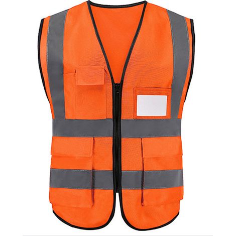 Gilet de sécurité Gilet de sécurité réfléchissant avec bandes réfléchissantes avec fermeture éclair et poches Gilet de travail