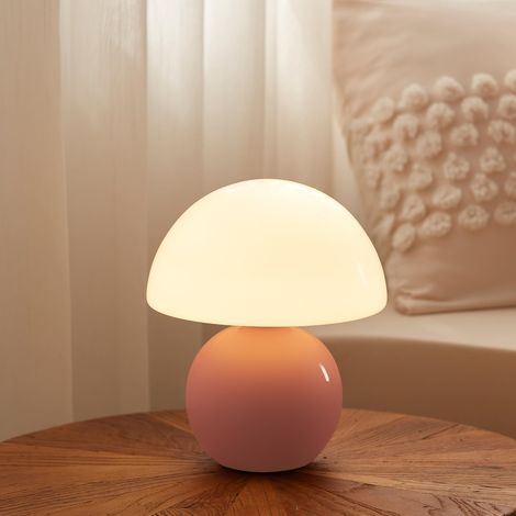 Lámpara de mesita de noche/escritorio Dawnwake con forma de seta, pequeña, bonita y moderna, estilo de mediados de siglo, regulable, decoración estética para el hogar/dormitorio (rosa) (1/5)