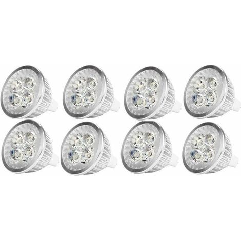 MR16 4W LED-Lampe, 12V 4W LED-Spotlampe mit MR16 GU5.3-Sockel, für die Gartenbeleuchtung geeignet, entspricht einer 50-Watt-Halogenlampe, kaltweiß, 8er-Pack