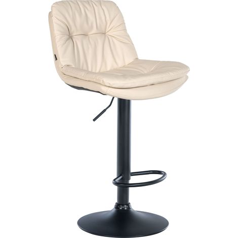 Sgabello alto x1 per cucina e bar con seduta morbida in similpelle color crema chiaro struttura in metallo nero 100006025