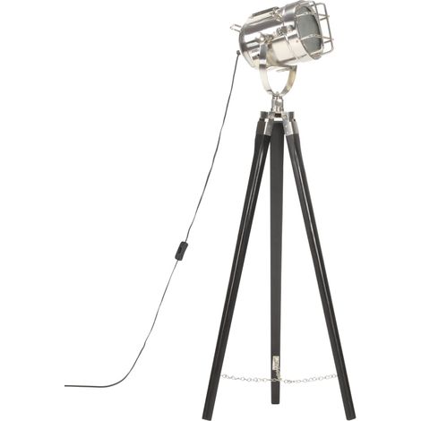 Lampadaire à trépied Noir Bois de manguier massif 97 cm (1/5)