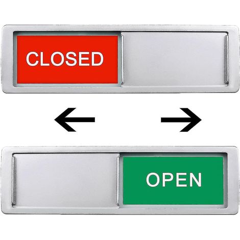 Offen/Geschlossen-Schild, Sichtschutzschild für Schiebetür, silberne Anzeige (1/5)