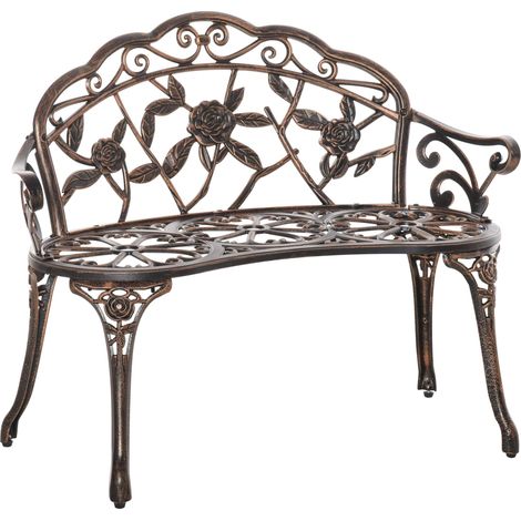Antike Gartenbank aus Metall, Bronze, 2-Sitzer