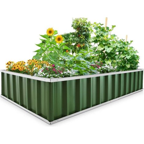 Hochbeet Metall 174x90x30cm Pflanzkübel Blumenkasten T-Etiketten Handschuhen (1/5)