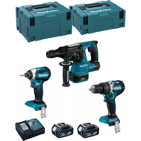 MAKITA Kit MK307RTJ (DHR243 + DHP484 + DTD153 + 2 x 5,0 Ah + DC18RC + MAKPAC 2 + MAKPAC 3)