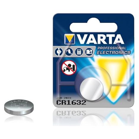 VARTA - 1 pile Bouton Lithium Dioxyde de Manganèse (Li/MnO2) 135 mAh - CR1632 (1/6)
