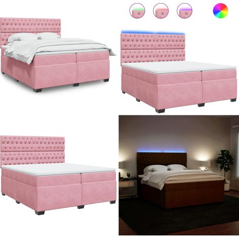 Boxspringbett mit Matratze Rosa 200x200 cm Samt - Boxspringbett - Samtbett - Rosa Bett - Doppelbett - LED Beleuchtung - Home & Living (1/5)