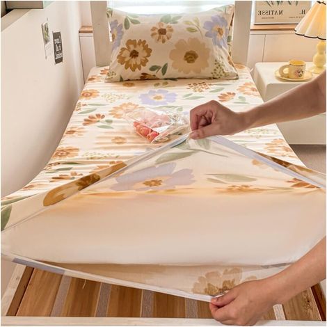 Bardusch-Housse bohémienne pour futon sol japonais 80x190 cm, coton lavable avec fermeture éclair (D) (1/5)
