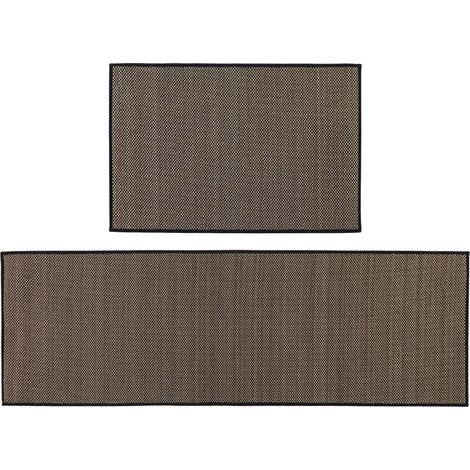 JVL Antarra Doormat and Runner Set, Black - 50x75cm (1/5)