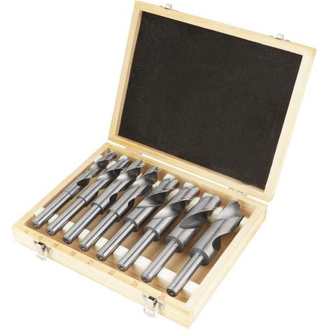 Set mit 8 robusten HSS-Bohrern, wärmebehandelt, für Werkstätten, Schreiner und Heimwerker, inklusive Holzkoffer