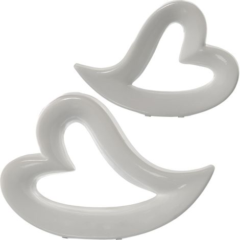 Setzen Sie 2 Figuren im weißen Keramikherz 35x7x24.5 + 27x4.5x19cmpour alle Stile, um dem Haus eine Note zu verleihen (1/3)