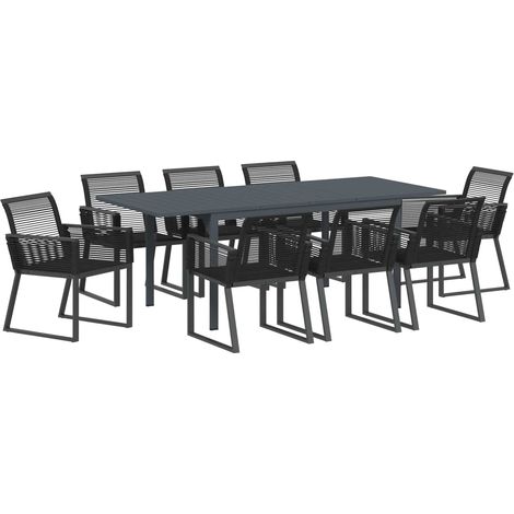 Maison Exclusive - Conjunto de Comedor de Jardín 9 pcs Negro ratá (1/5)