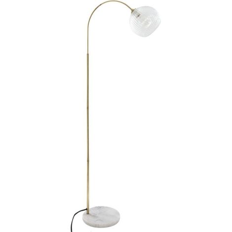 Atmosphera – Lampadaire en verre et marbre 150cm or – Abat-jour D. 20cm – Base D. 26,5cm – Câble L. 180cm – Pour salon et bureau (1/3)