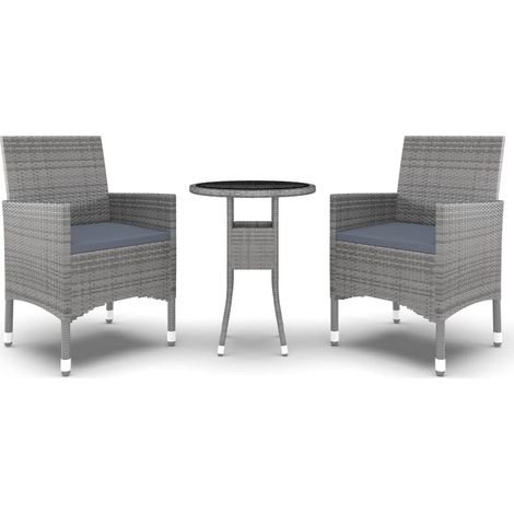 Maison Exclusive - 3-tlg. Garten-Essgruppe Poly Rattan Grau