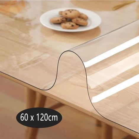 Nappe en PVC Transparent Film de Protection pour Meubles étanche Facile à Nettoyer d'épaisseur 2mm Taille 60 120 cm (1/4)