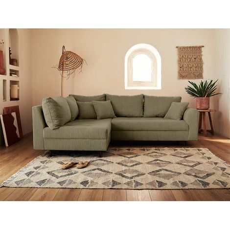 Rune – ecksofa links – 4-sitzer – aus cord - grün (1/5)